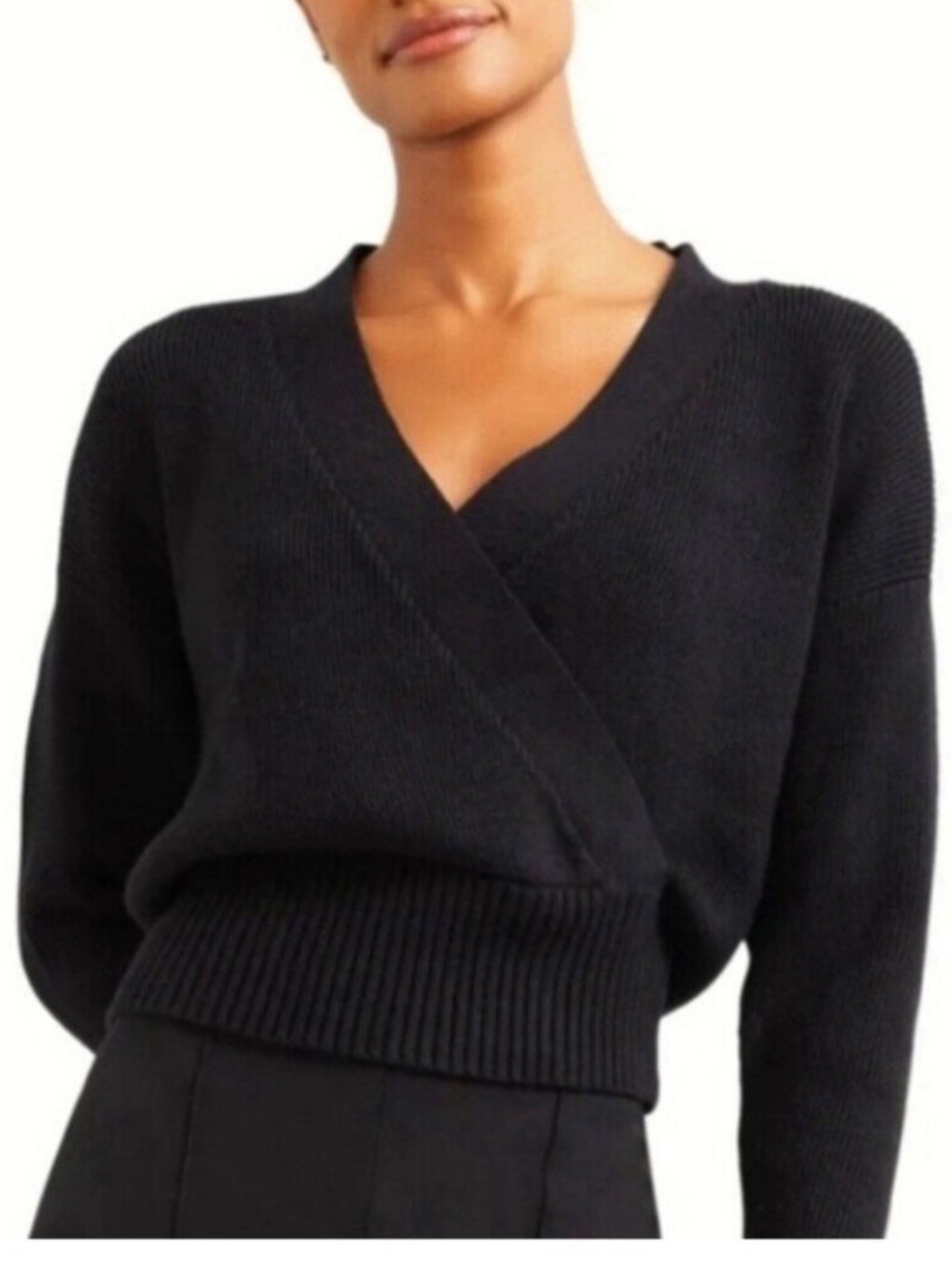 Modern Citizen Marlowe Black Wrap Sweater Size Large